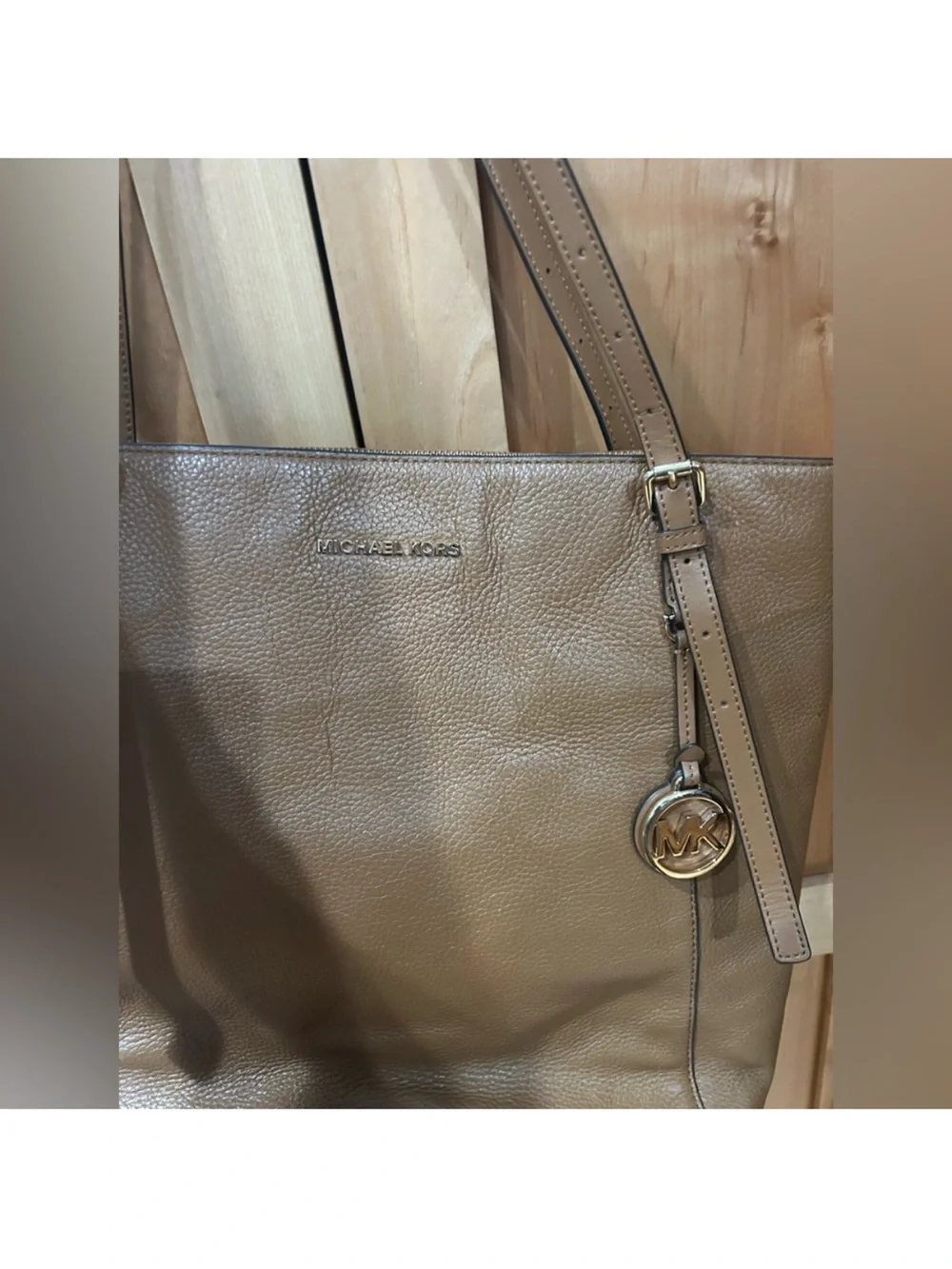 Michael Kors Megan large pebble leather Tan light brown neutral Tote bag - Picture 9 of 9